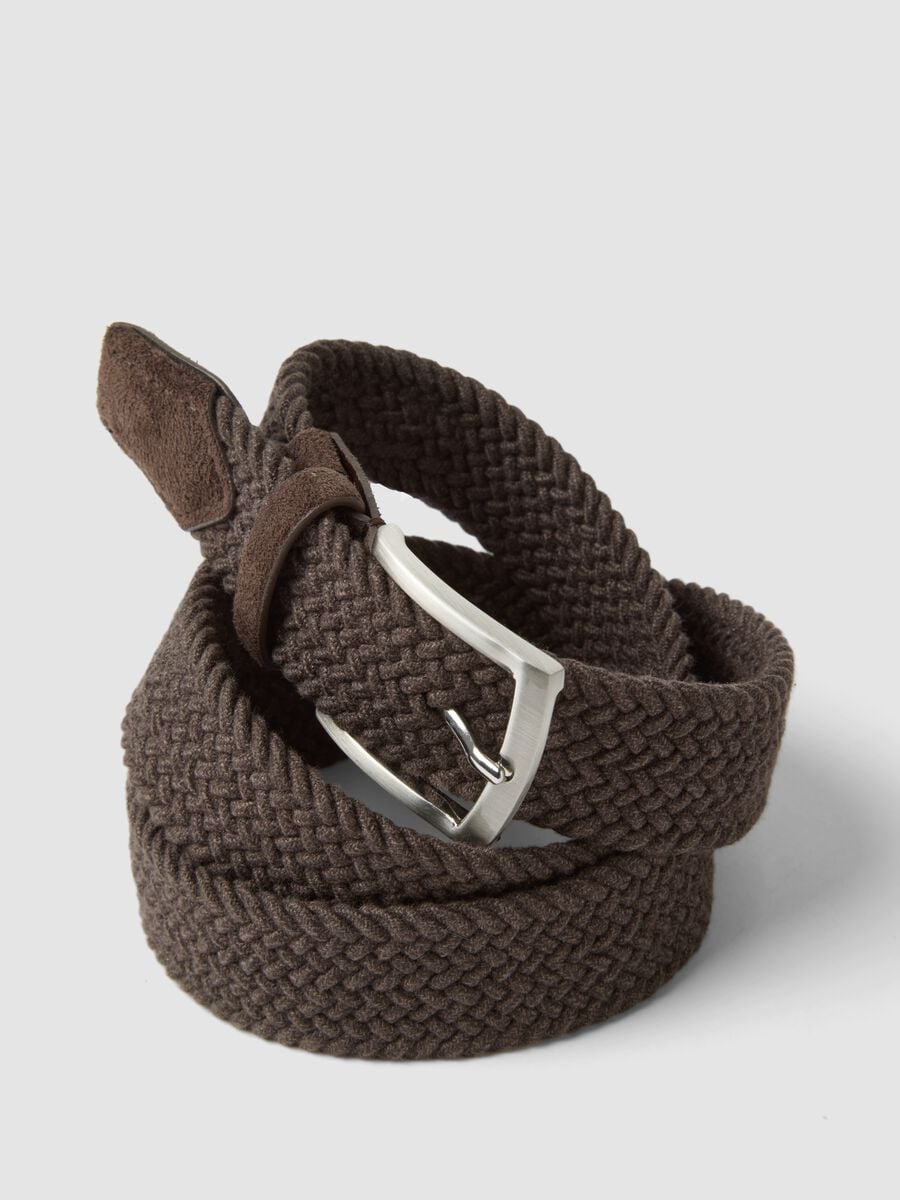 Brown braided cotton-blend belt_2