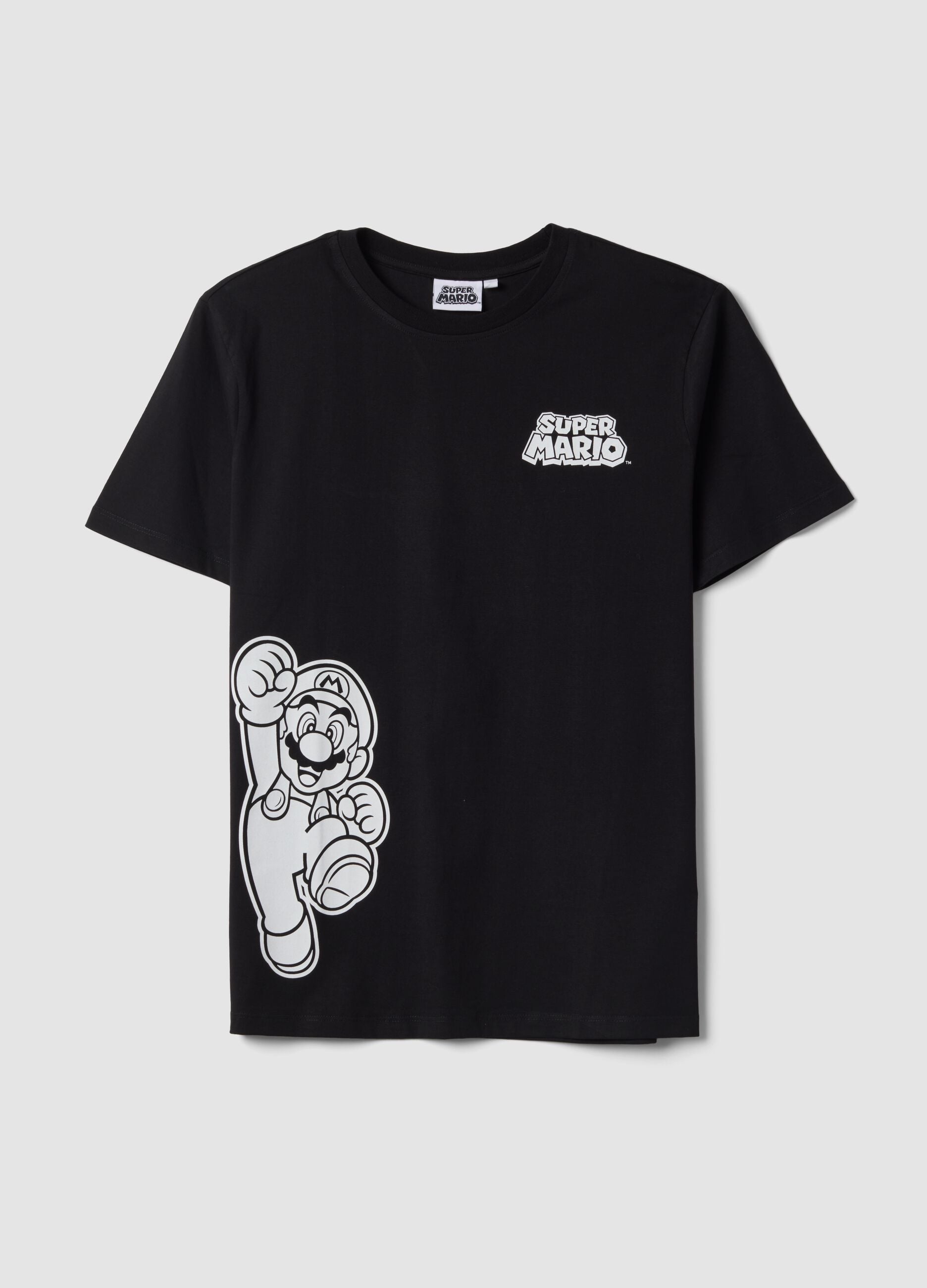 Black pure cotton T-shirt with graphic print