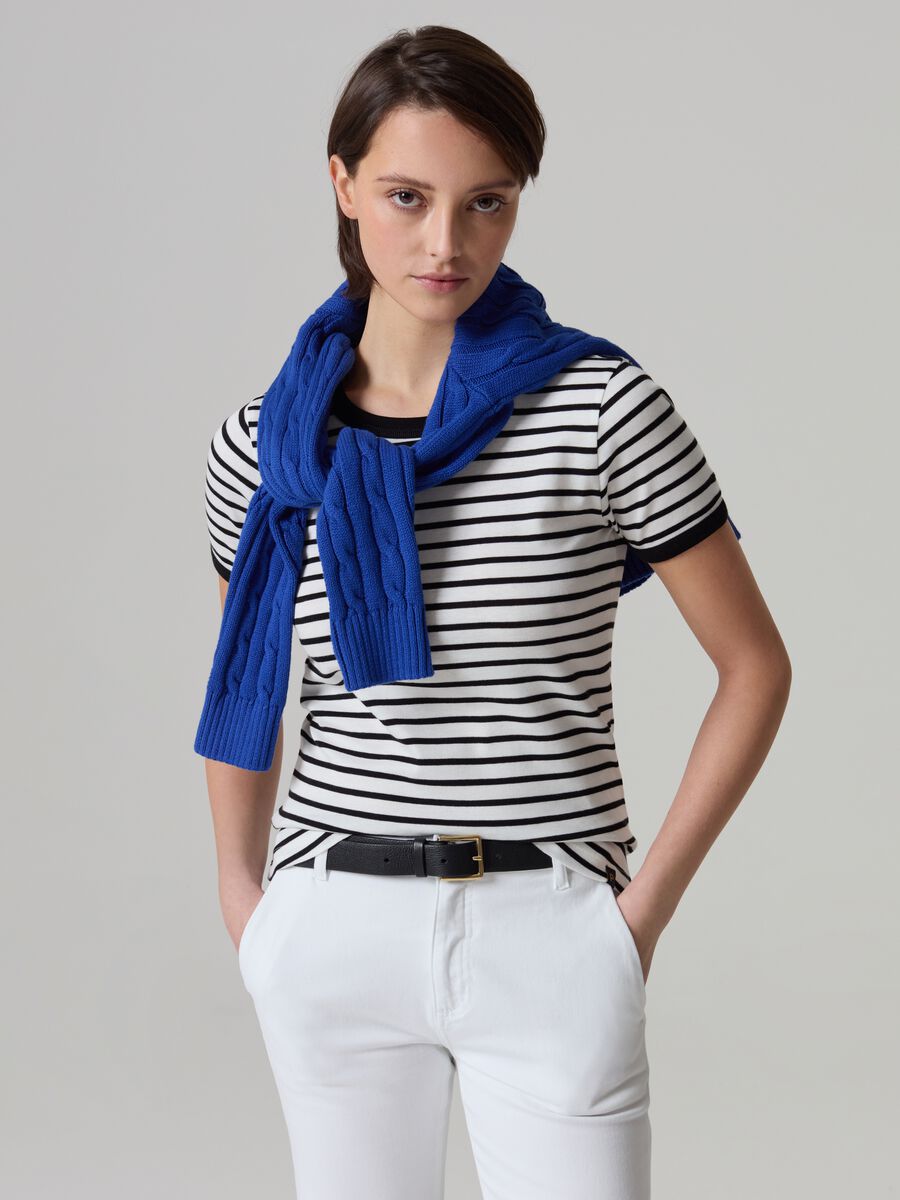 Striped T-shirt in stretch cotton_0