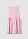 Girls' Sleeveless Pink Pure Cotton Dress - Regular Fit_1