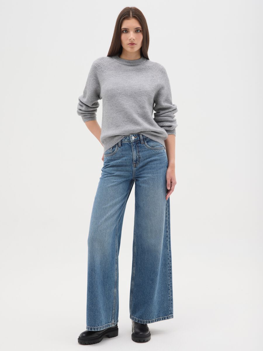 Grey crew neck sweater regular fit_1