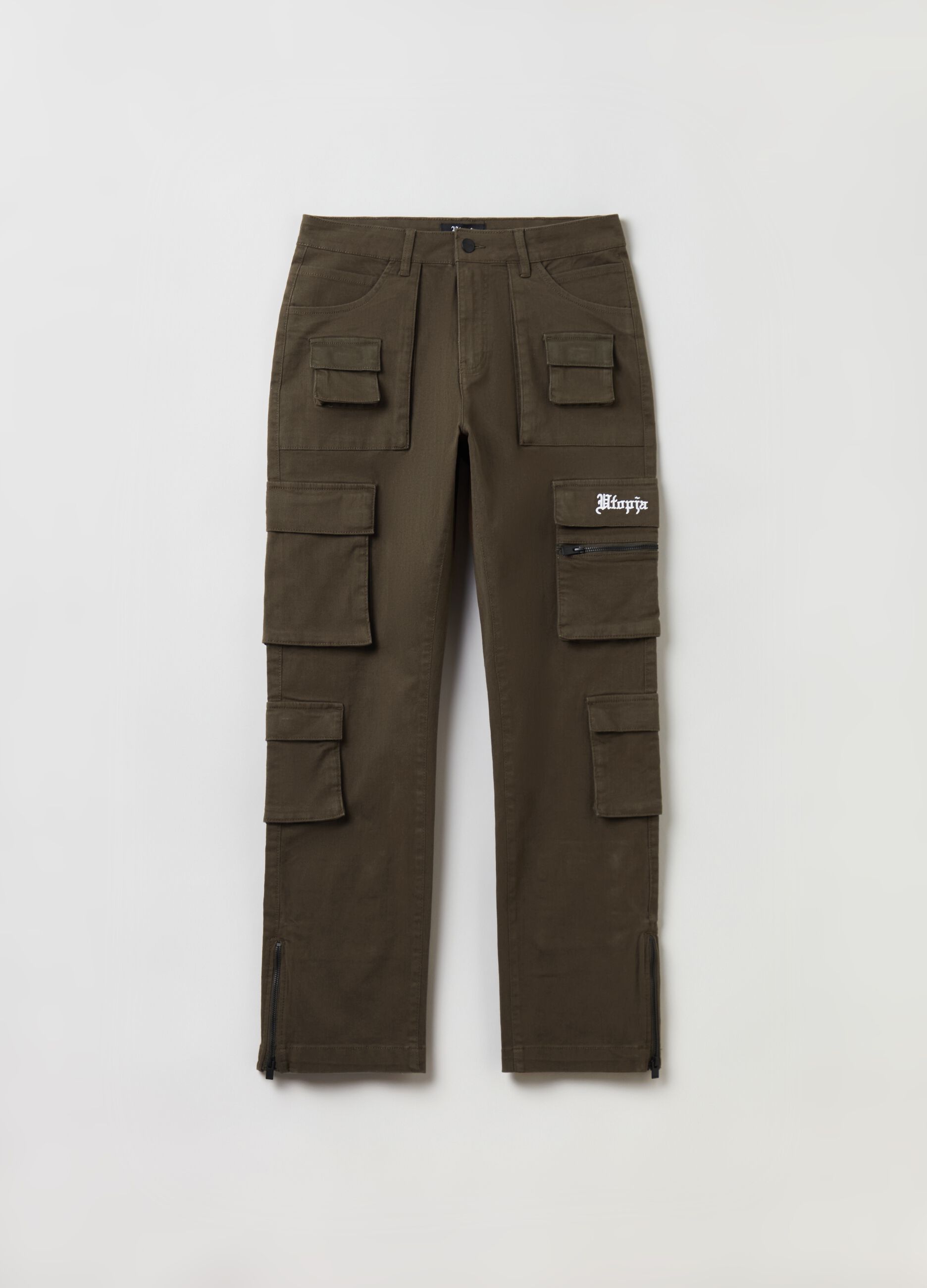 Military Green Multipocket Cargo Trousers_6