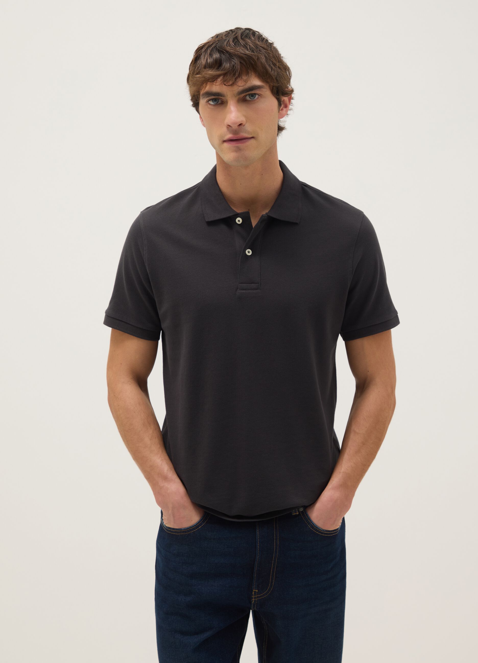 Black pure cotton polo regular fit