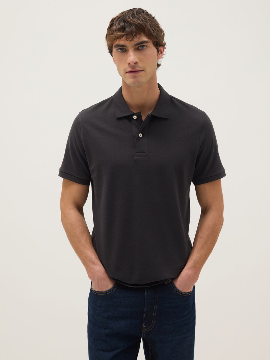 Black pure cotton polo regular fit_0