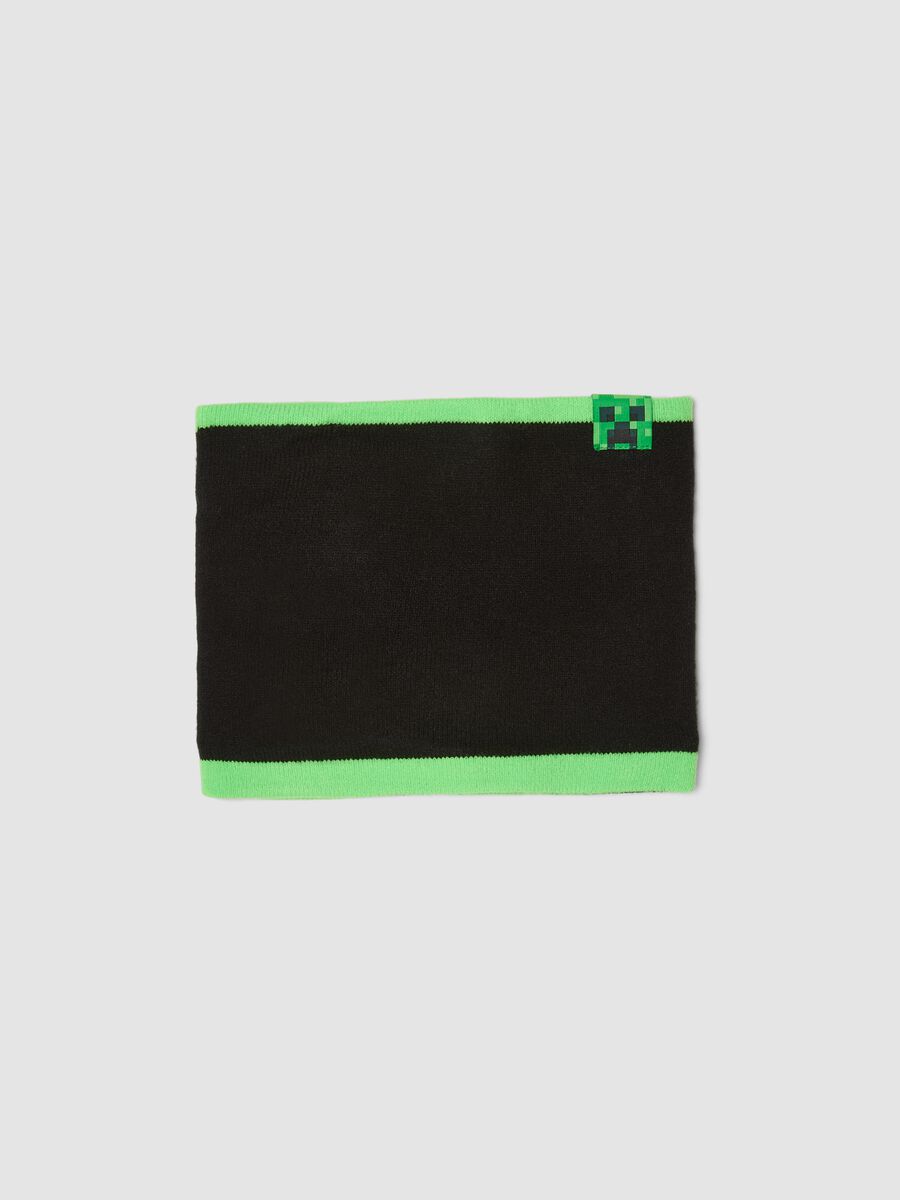 Sciarpa nera e verde in maglia a tema Minecraft_0