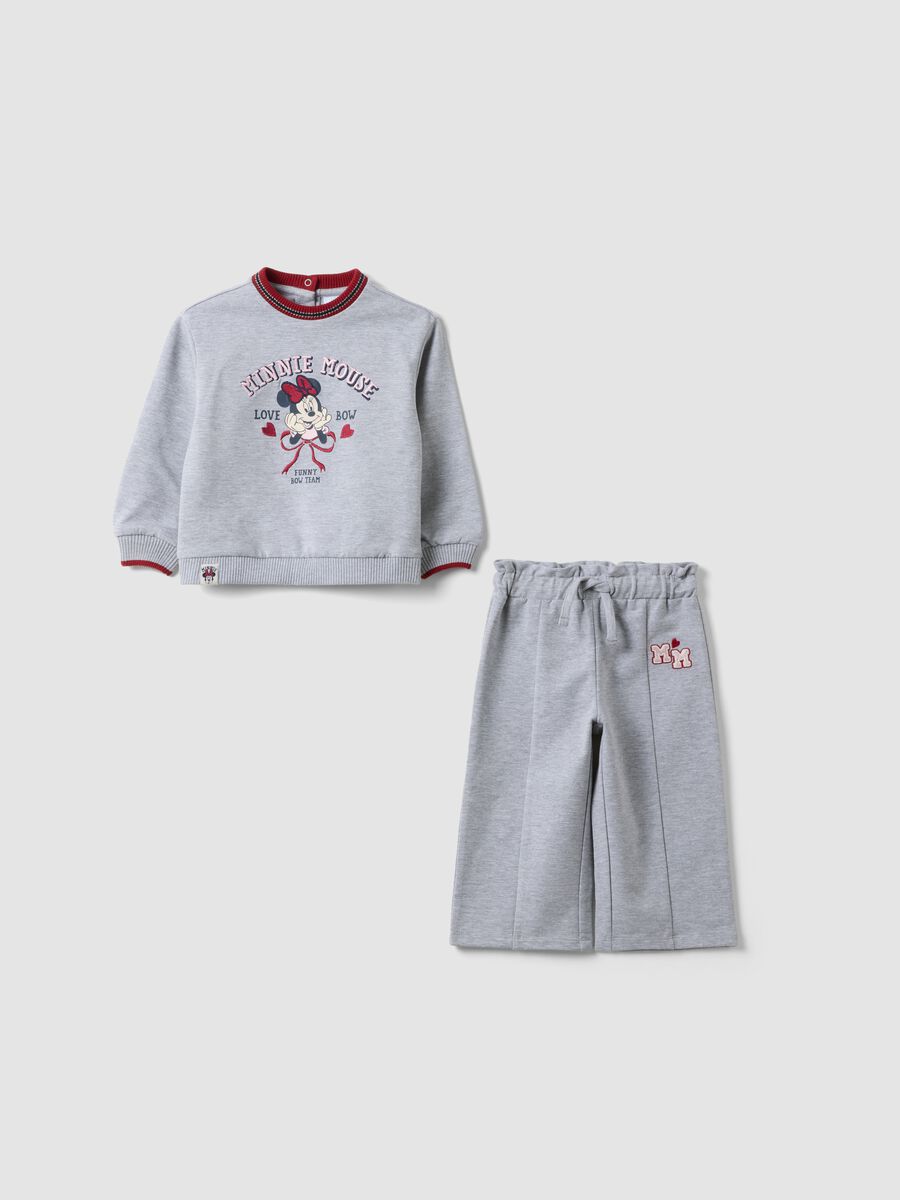 Completo grigio in cotone organico e viscosa elasticizzata e stampa Minnie_0