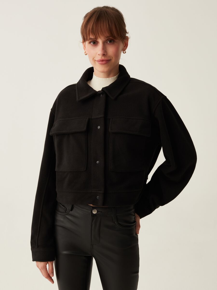 Short fleece jacket with pockets_1
