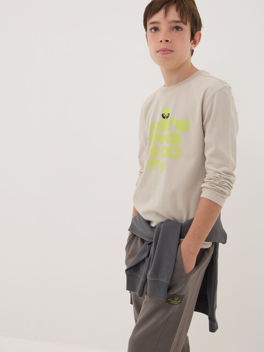 Grey pure organic cotton printed T-shirt for boys_1