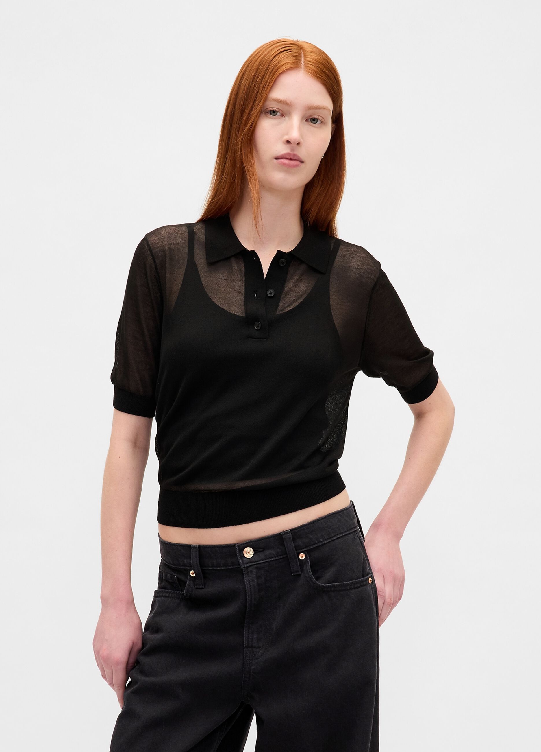 Black Polo in Acrylic Blend