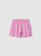 Girls' regular fit pink pure cotton shorts with flowers_0