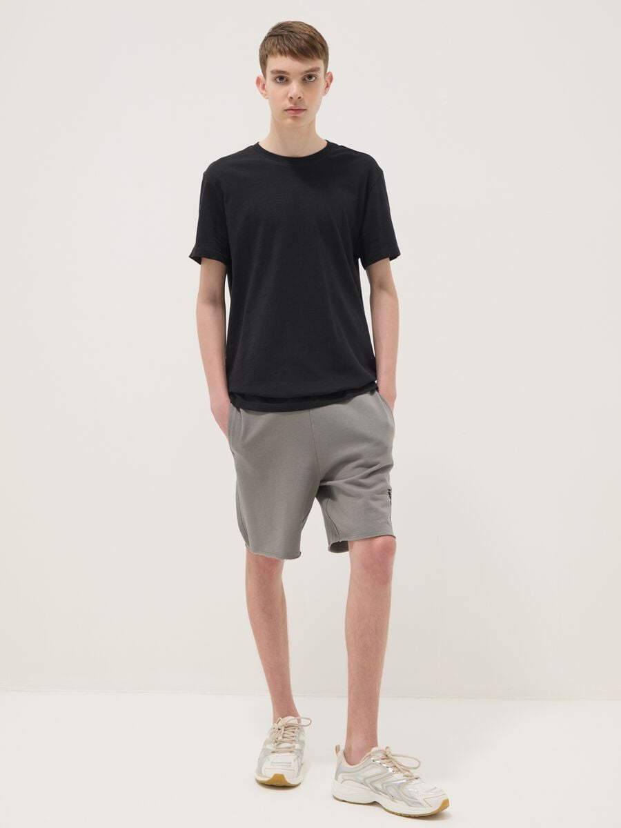 Oversize fit grey pure cotton shorts for boys_0