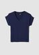 Blue stretch viscose V-neck T-shirt_4