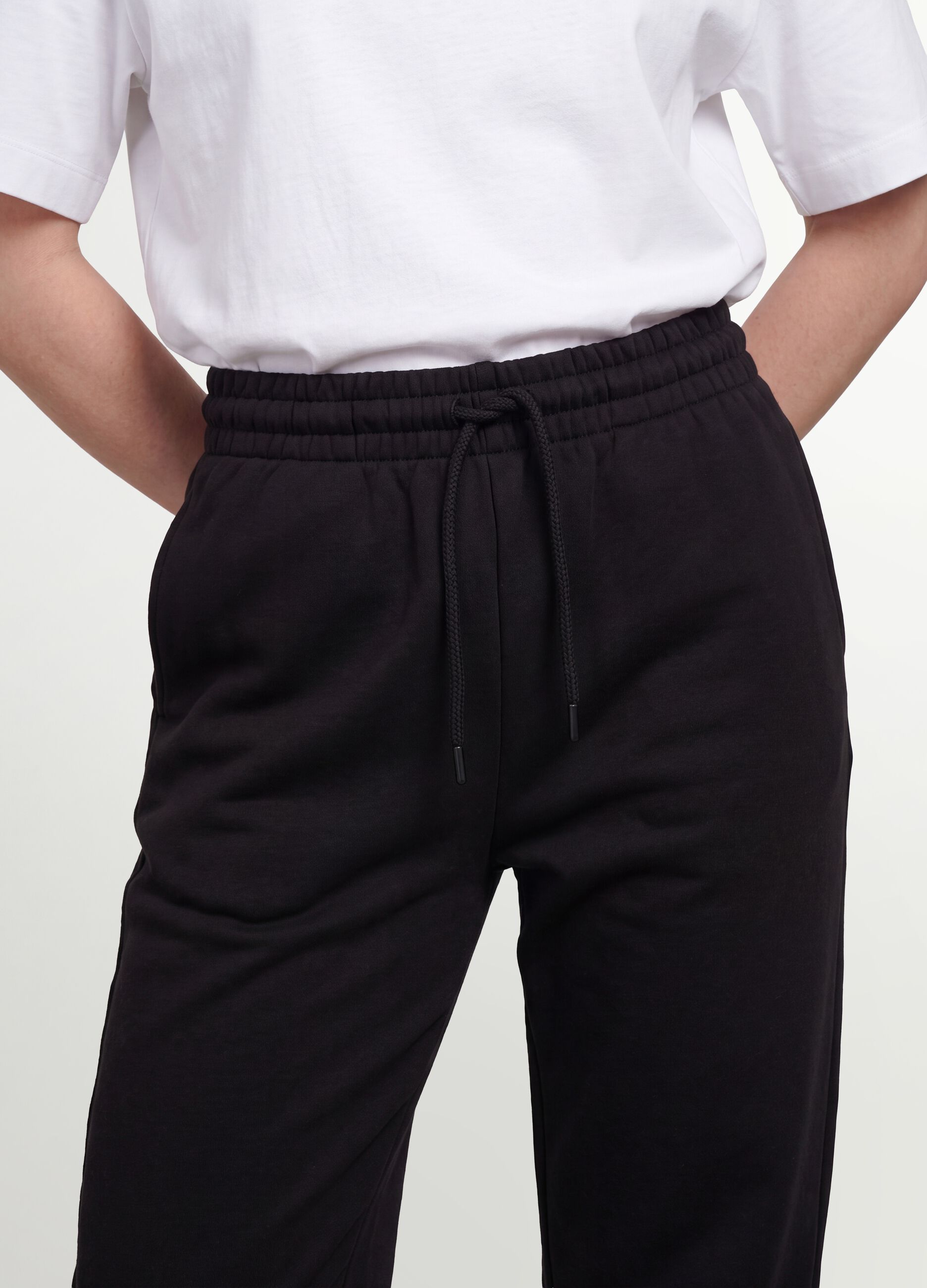 Black cotton-blend joggers with elasticated waistband, regular fit