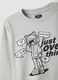 Grey pure cotton sweatshirt with ribbed neckline and print for girls_1