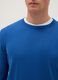 Blue crew neck pullover in cotton blend regular fit_3