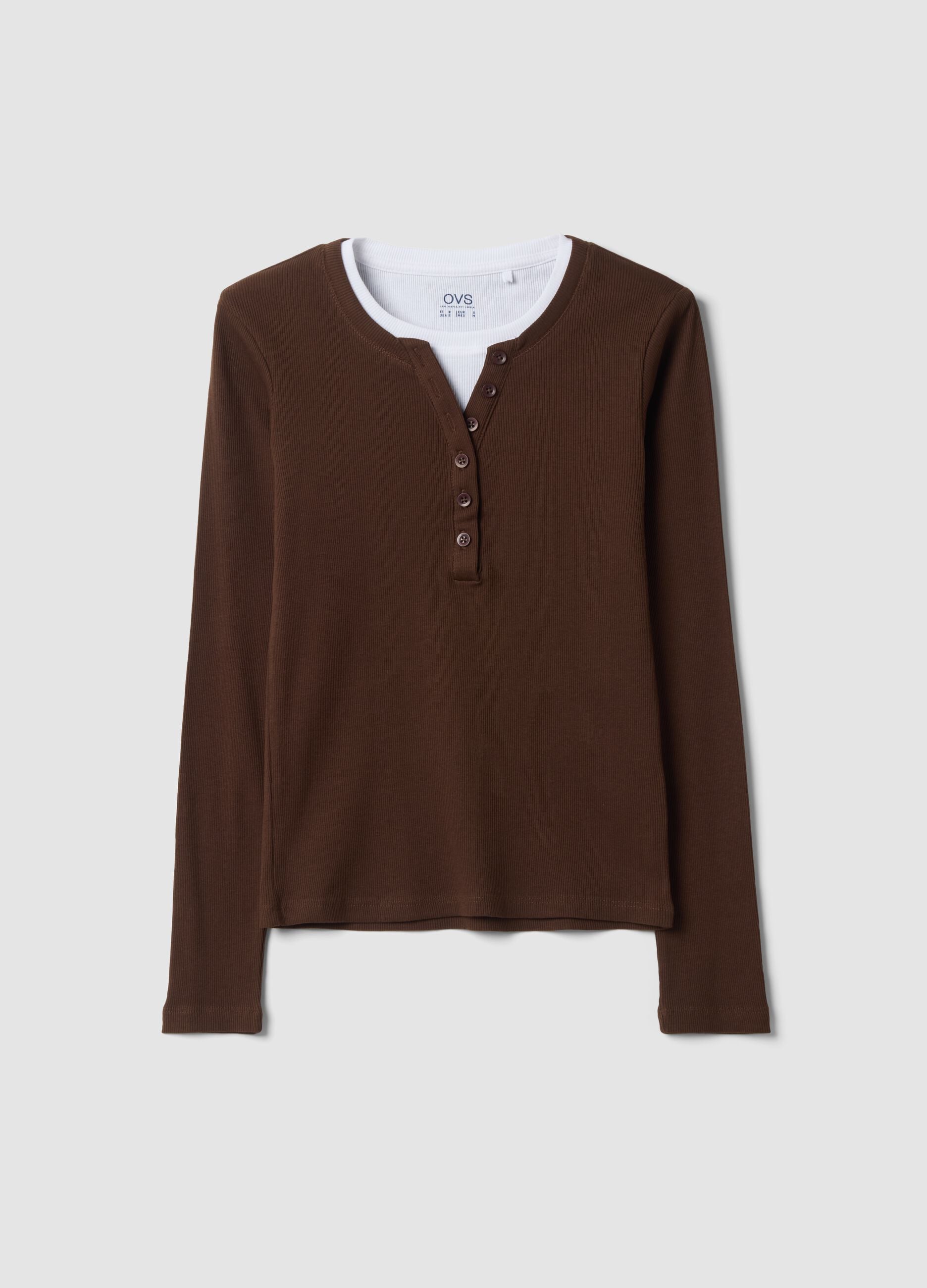 Brown crew-neck T-shirt in pure cotton, regular fit