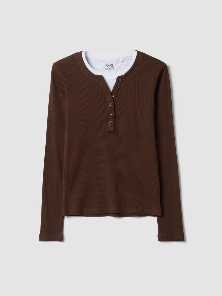Brown crew-neck T-shirt in pure cotton, regular fit_0