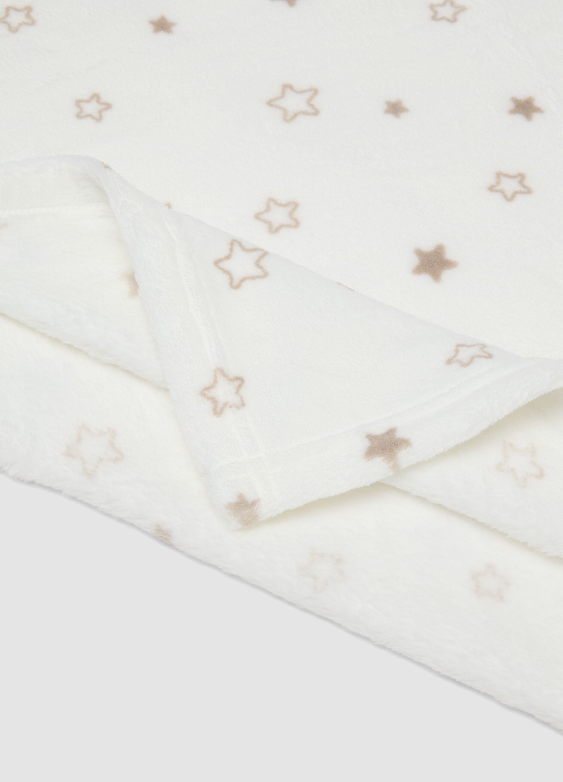 White star-print cot blanket with faux-fur feel