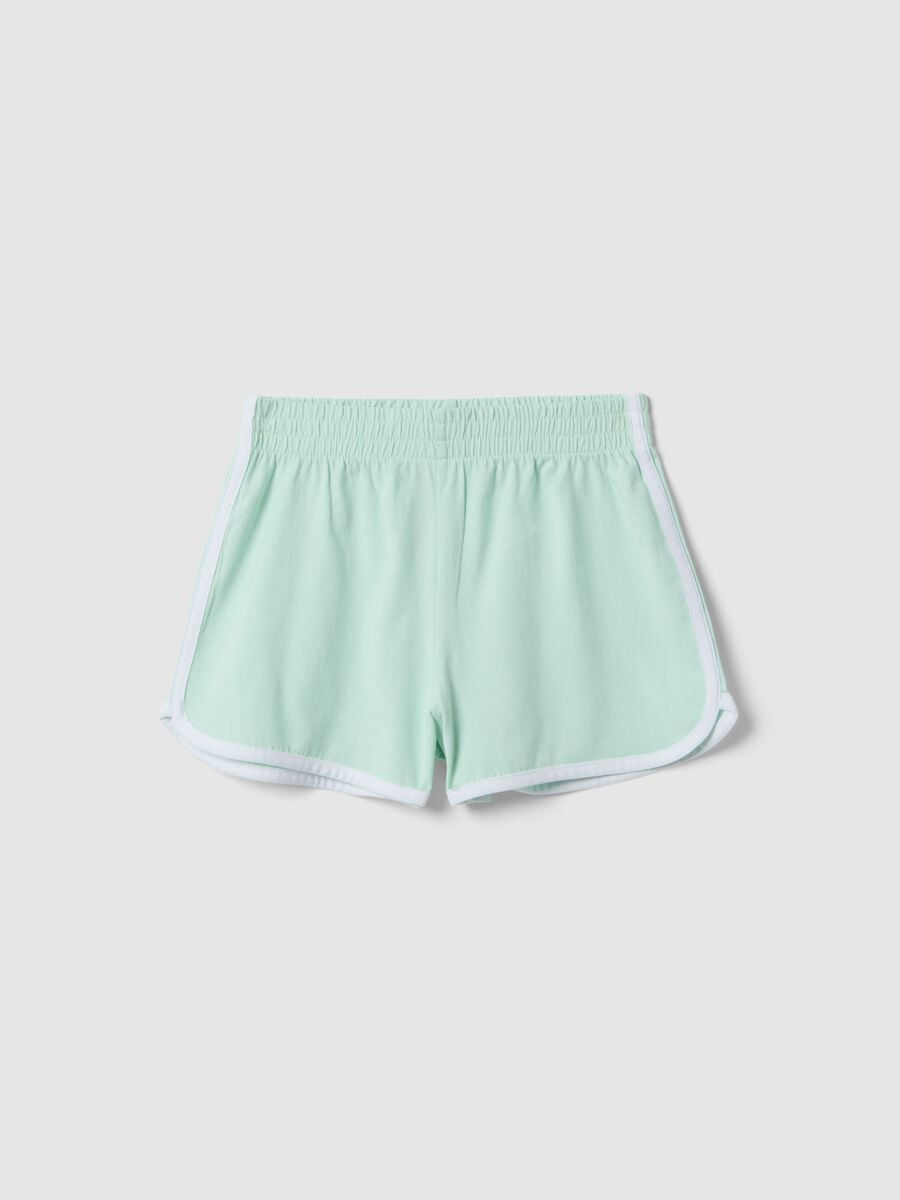 Girl's green slim fit pure cotton shorts_3