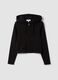 Sweatshirt preta 100% algod&atilde;o com fecho integral e capuz, corte fitted_0