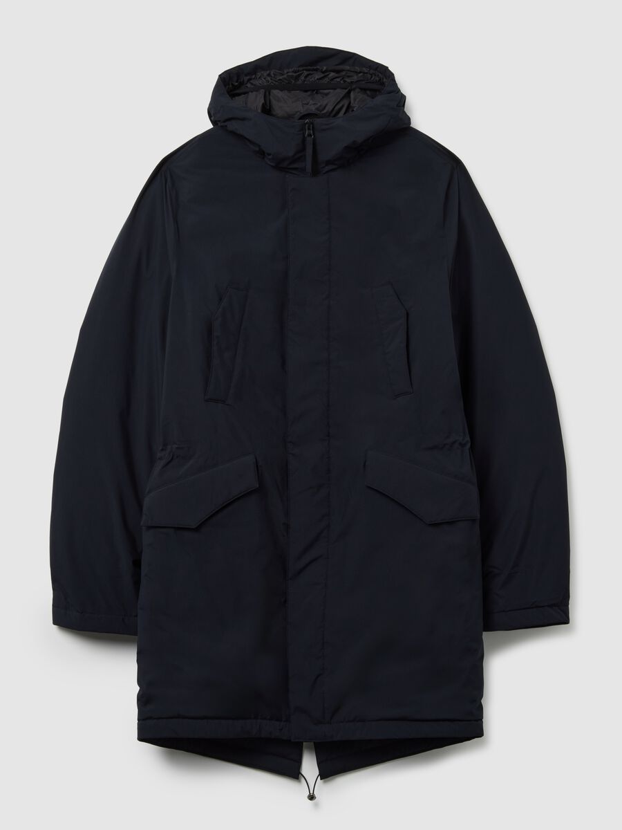 Blue regular fit padded parka with hood and zip_5