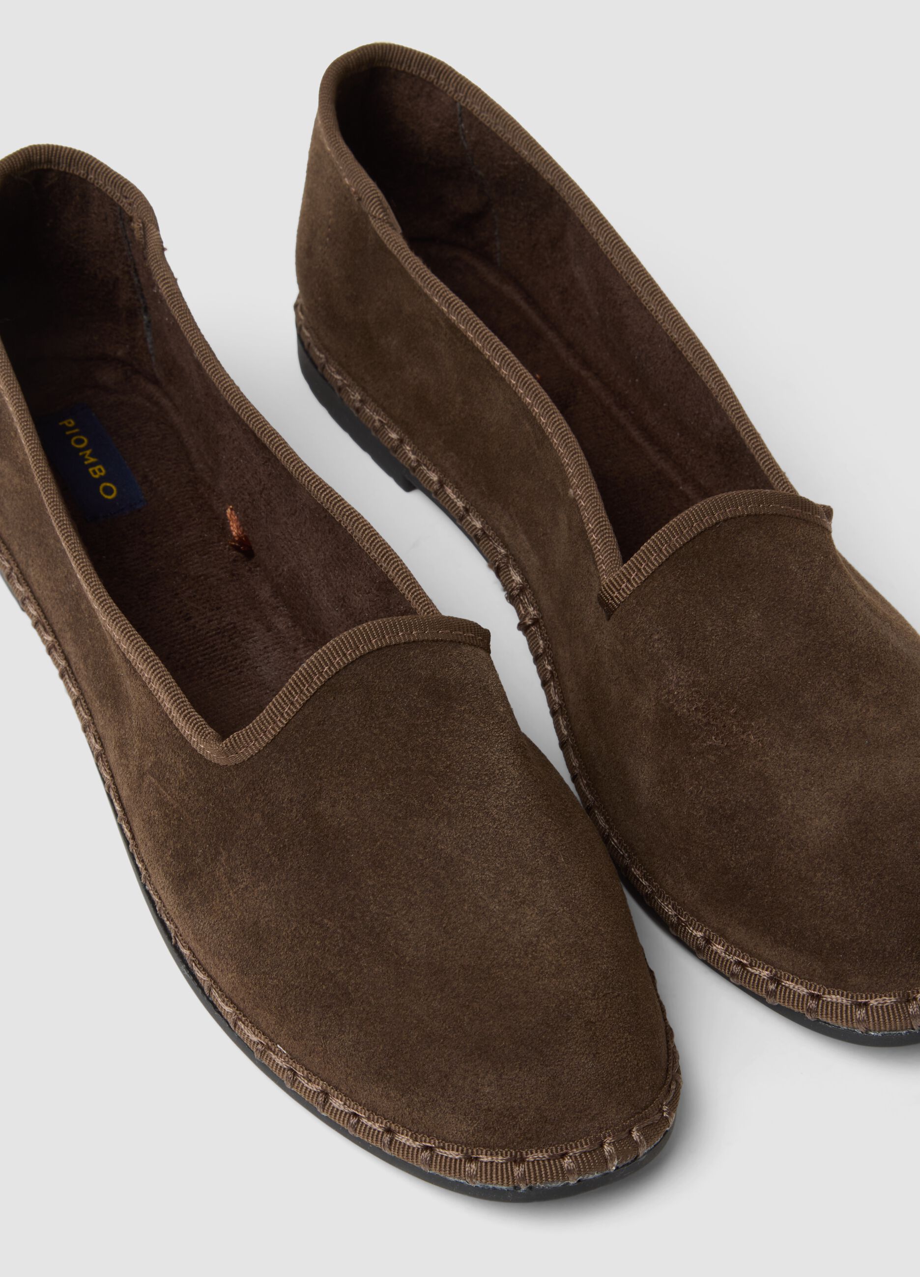 Braune Furlane aus echtem Veloursleder