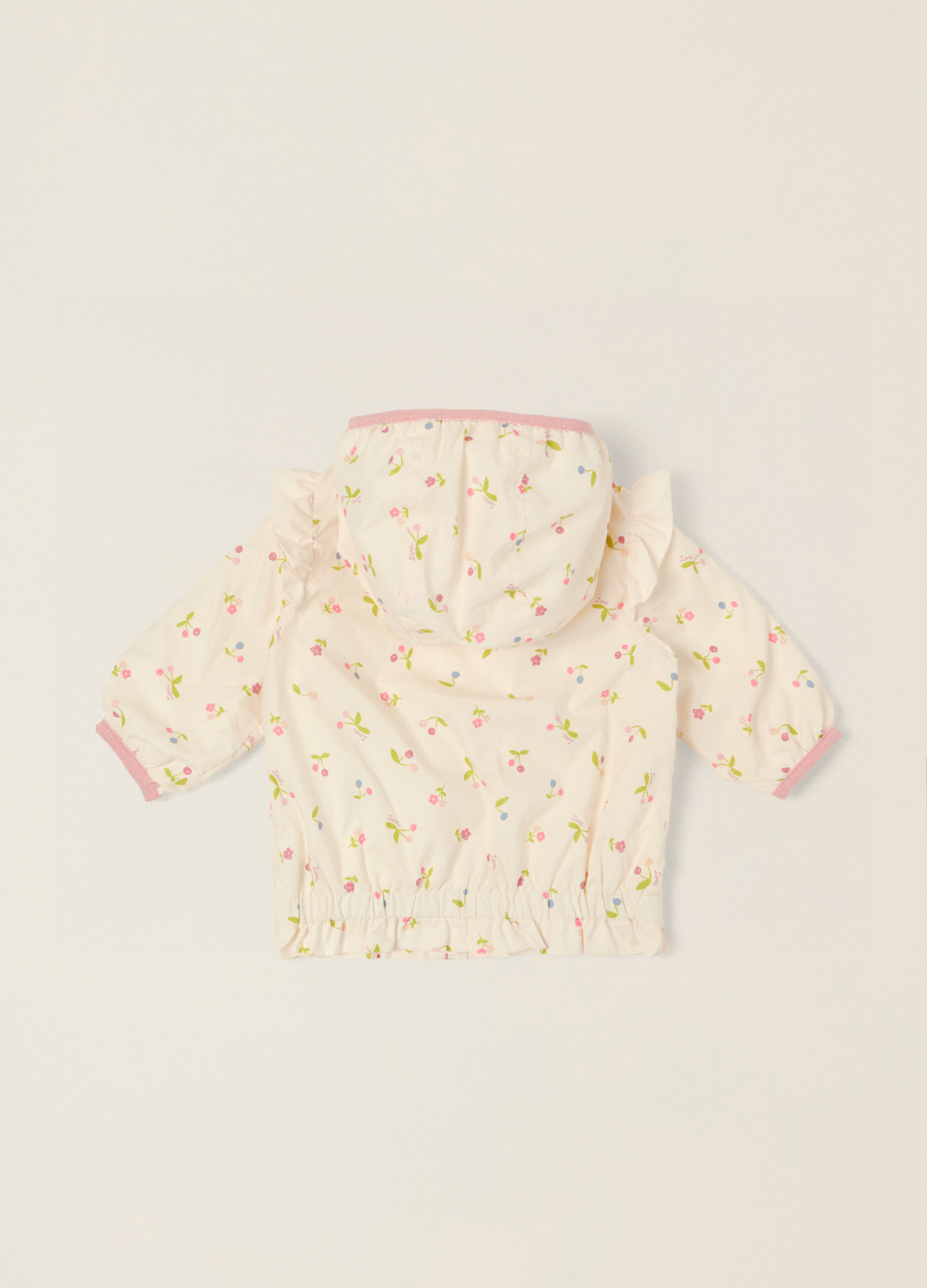 Wei&szlig;e Baby-M&auml;dchen-Kapuzenjacke mit Blumenmuster