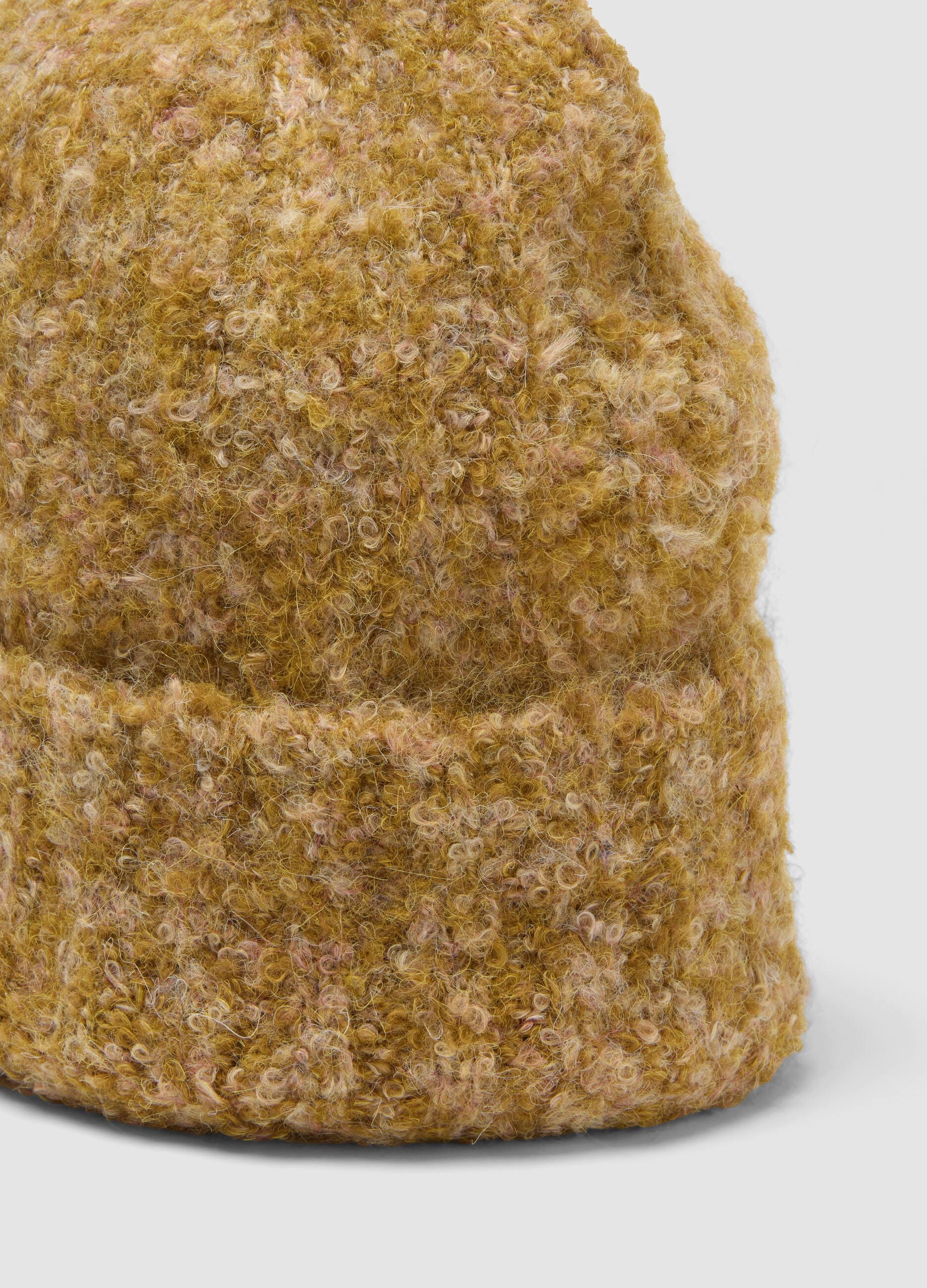 Yellow stretch wool knitted beanie