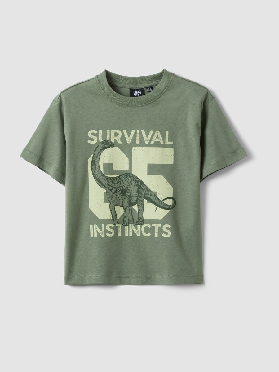 Kids' green pure cotton oversized fit t-shirt with print_0