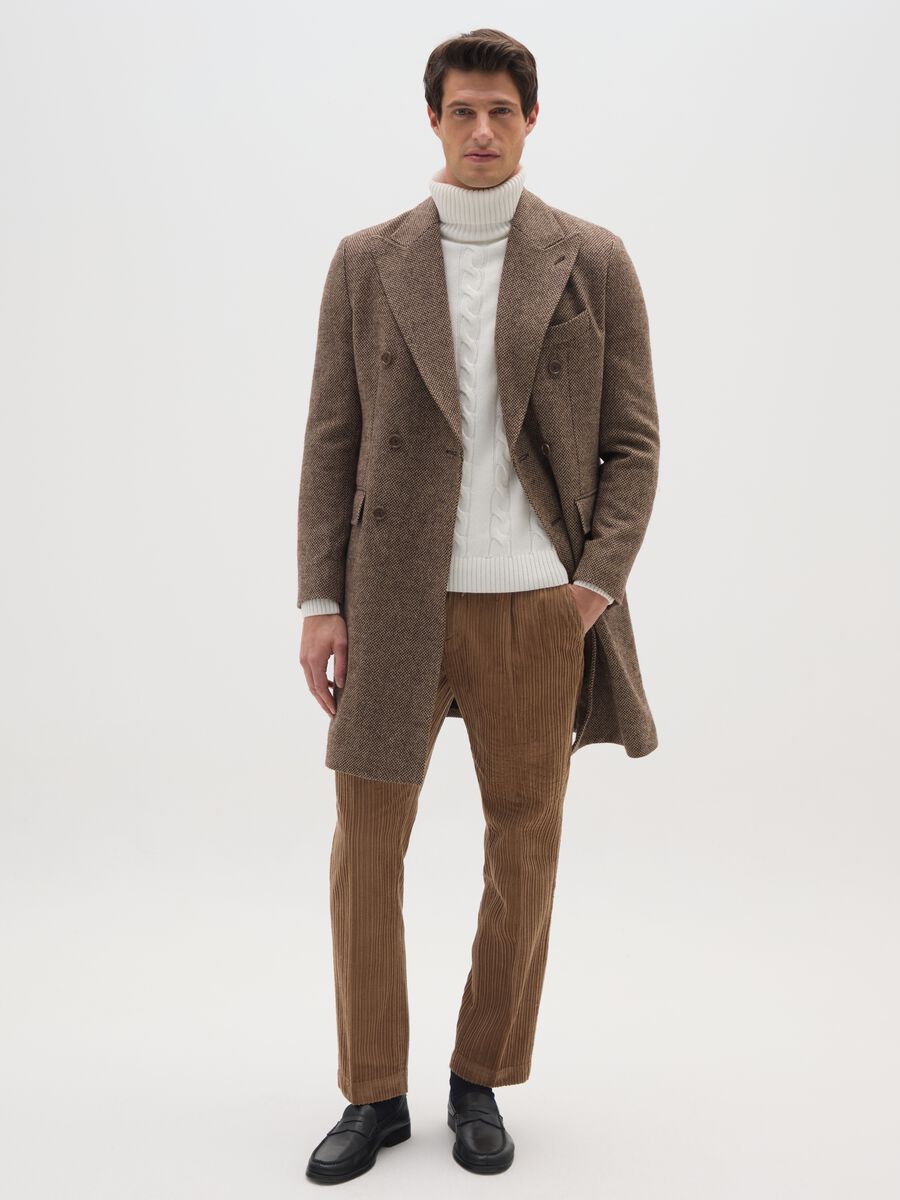 Brown Check Long Coat Regular Fit_1