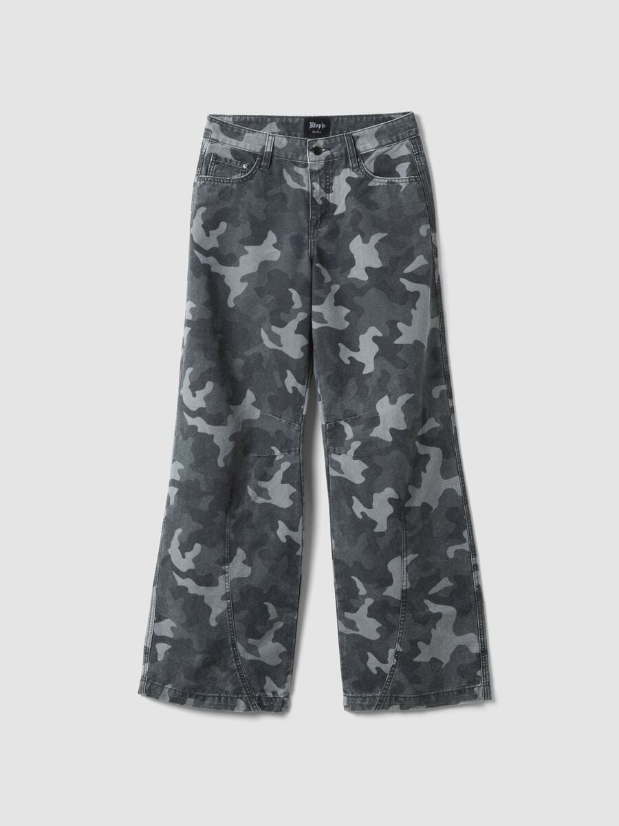Dark Camo Wide-Leg Denim_0