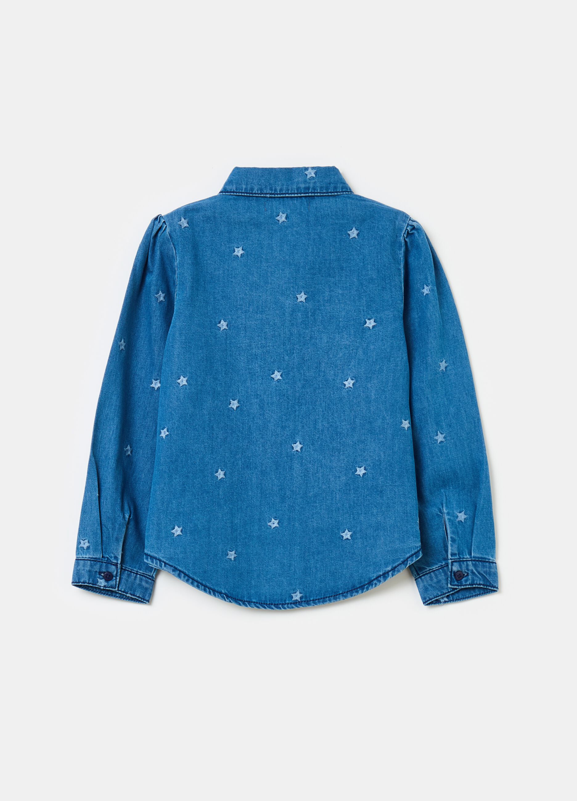 Denim shirt with stars embroidery