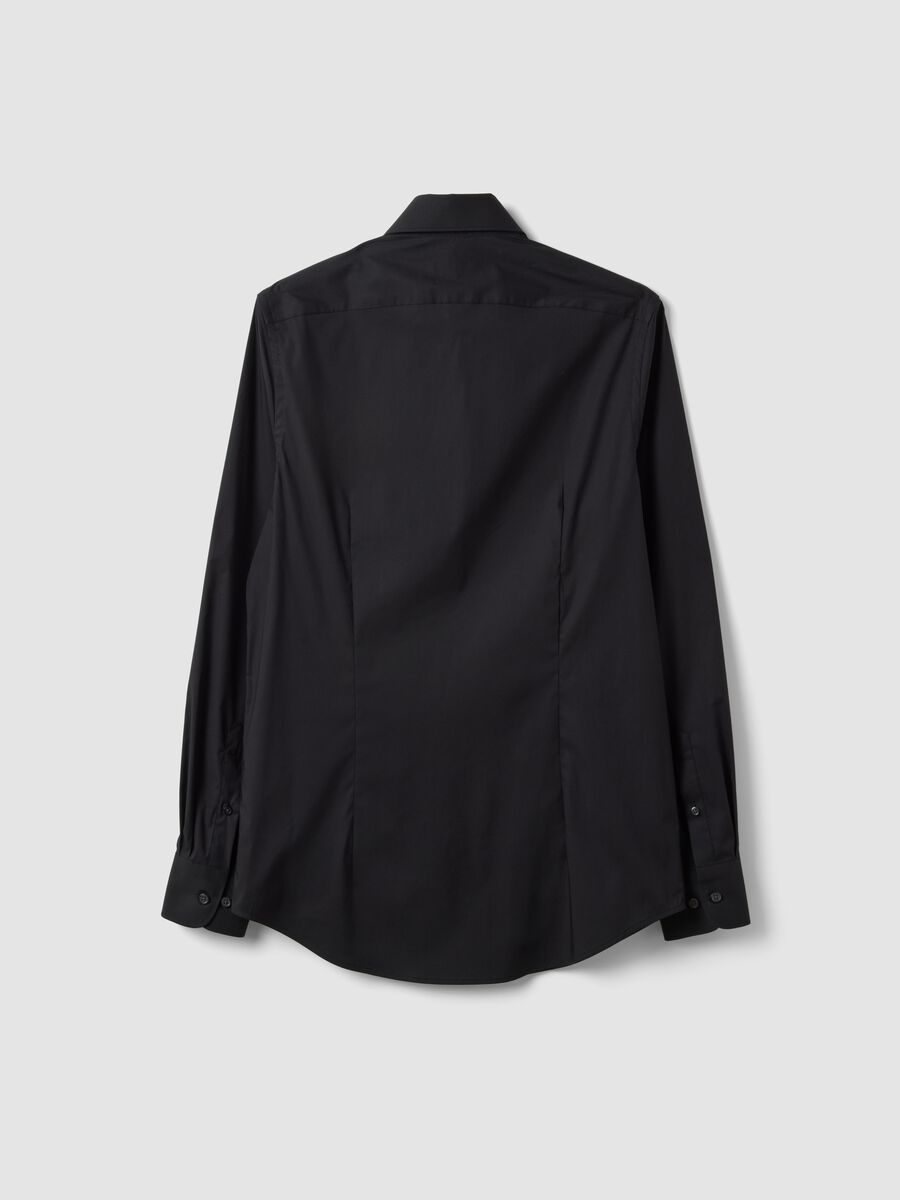Black slim-fit stretch cotton poplin shirt_5