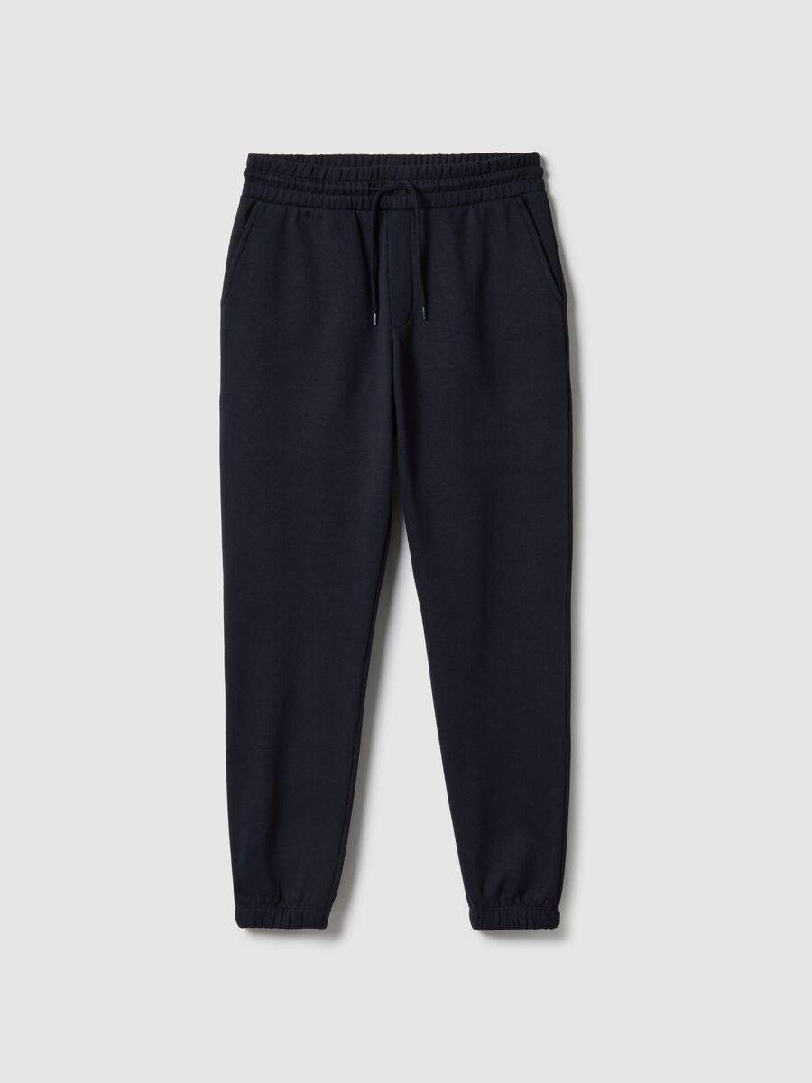 Regular fit blue cotton blend jogger trousers_4