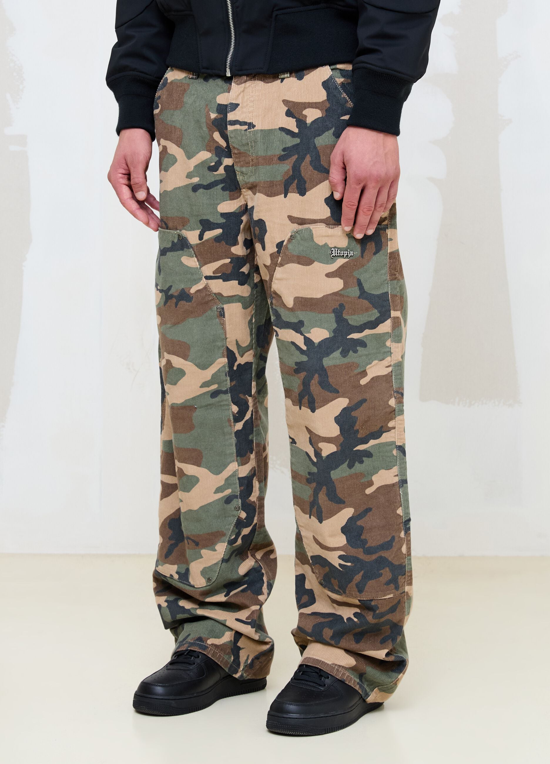 Washed Camo Corduroy Carpenter Trousers