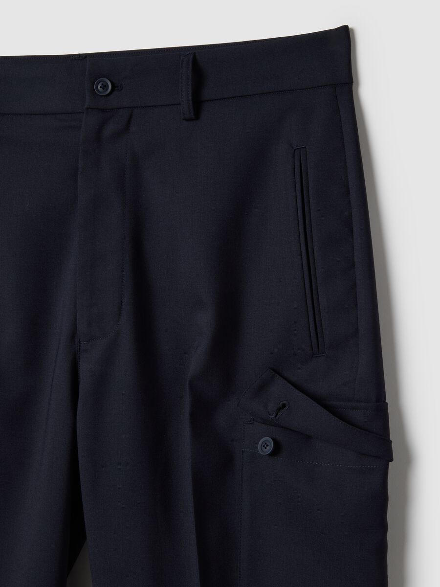 Stylish Blue Regular Fit Cargo Trousers_1