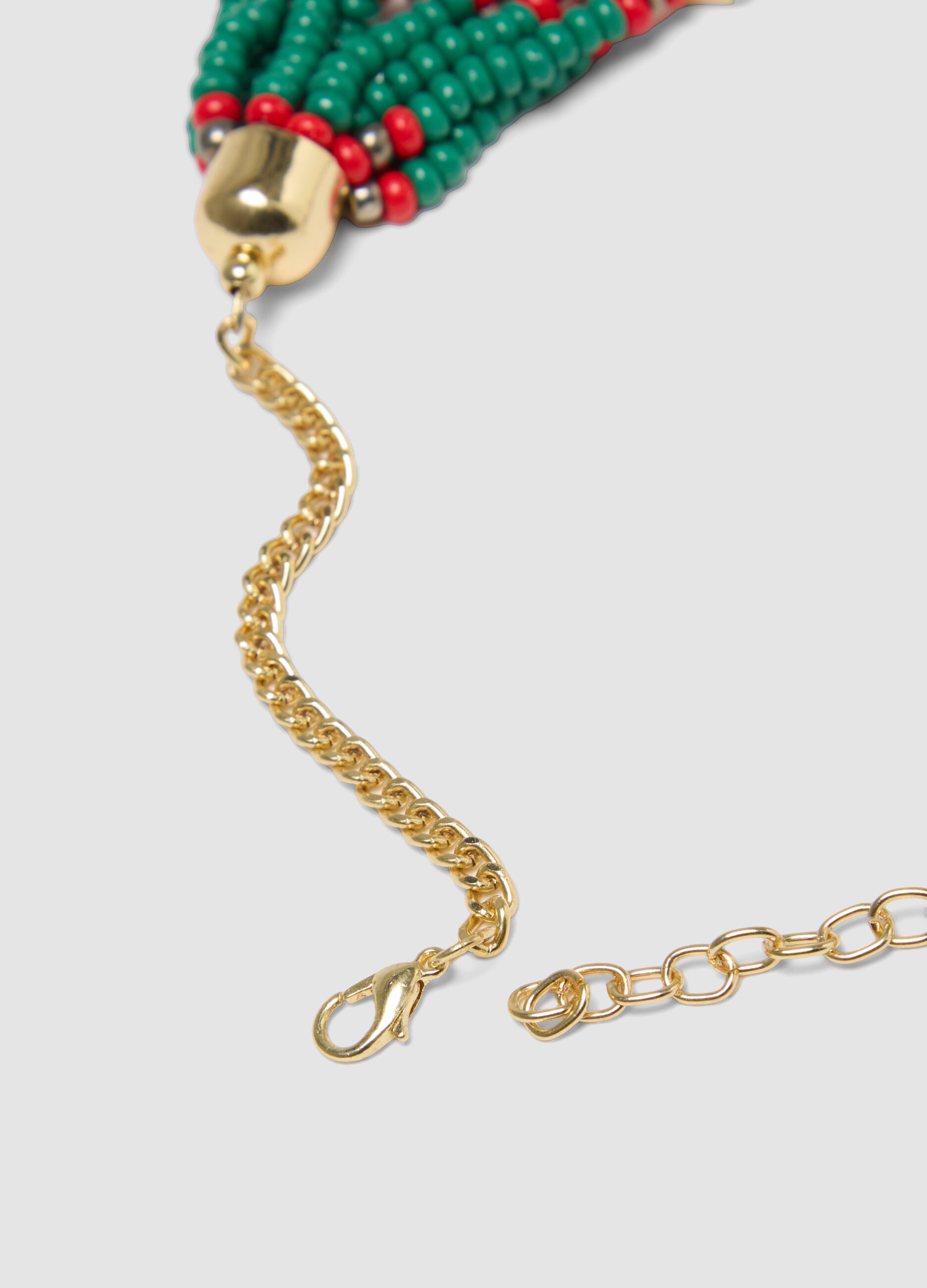 Multicolour Necklace with Beads and Golden Accents