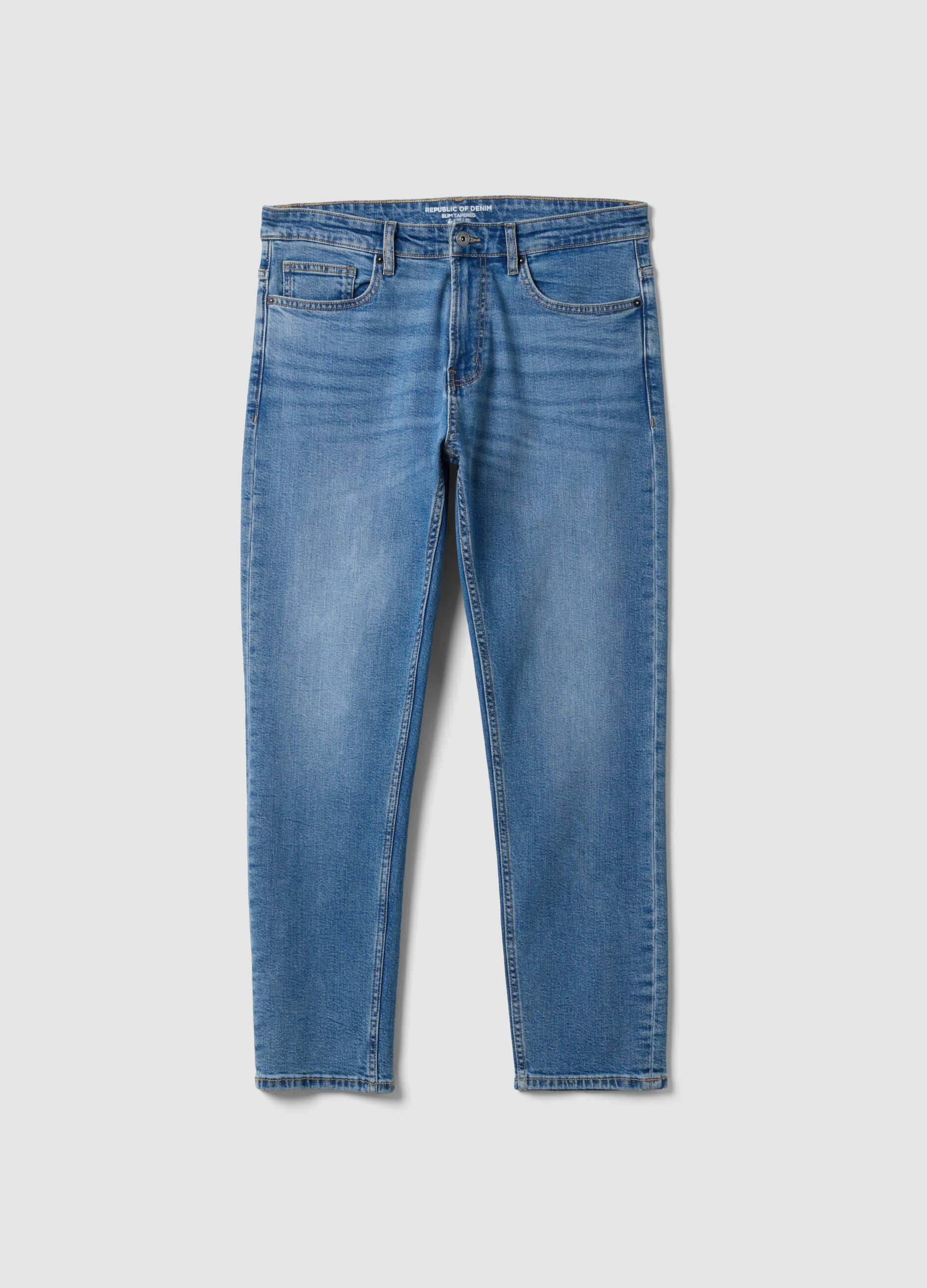 Cal&ccedil;as de ganga azuis slim fit em algod&atilde;o el&aacute;stico