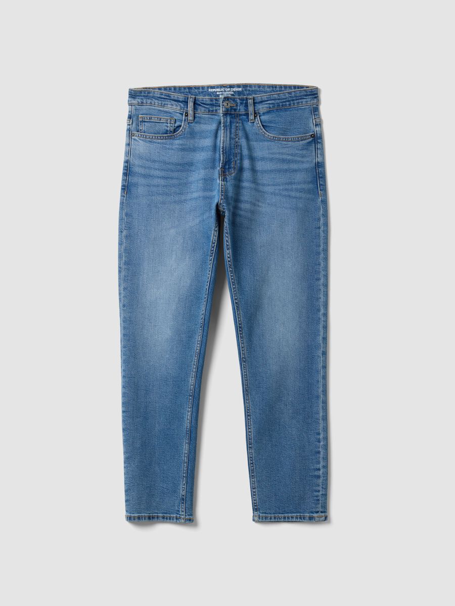 Blaue Slim-Fit-Jeans aus Stretch-Baumwolle_4