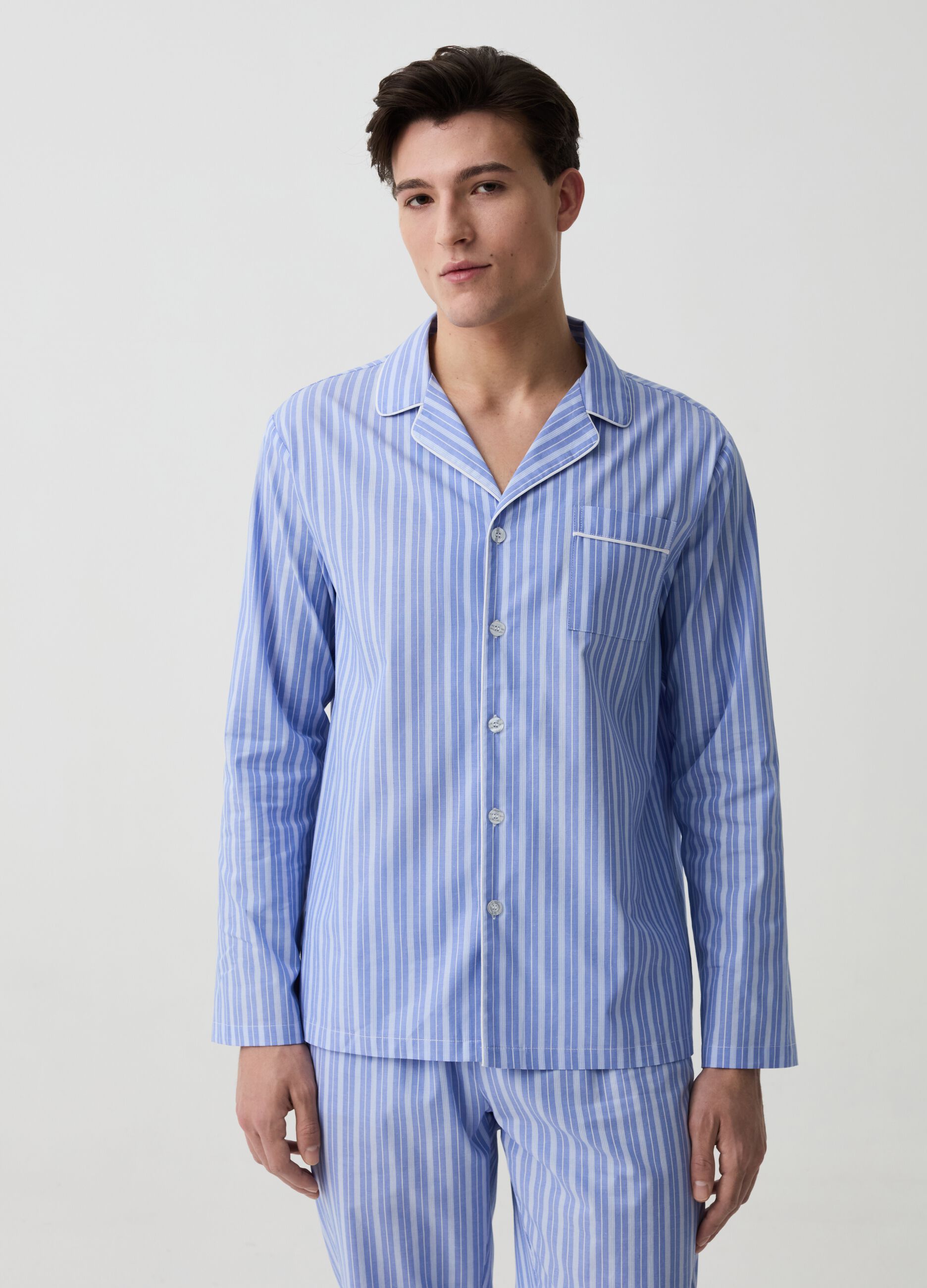 Long cotton pyjamas with buttons