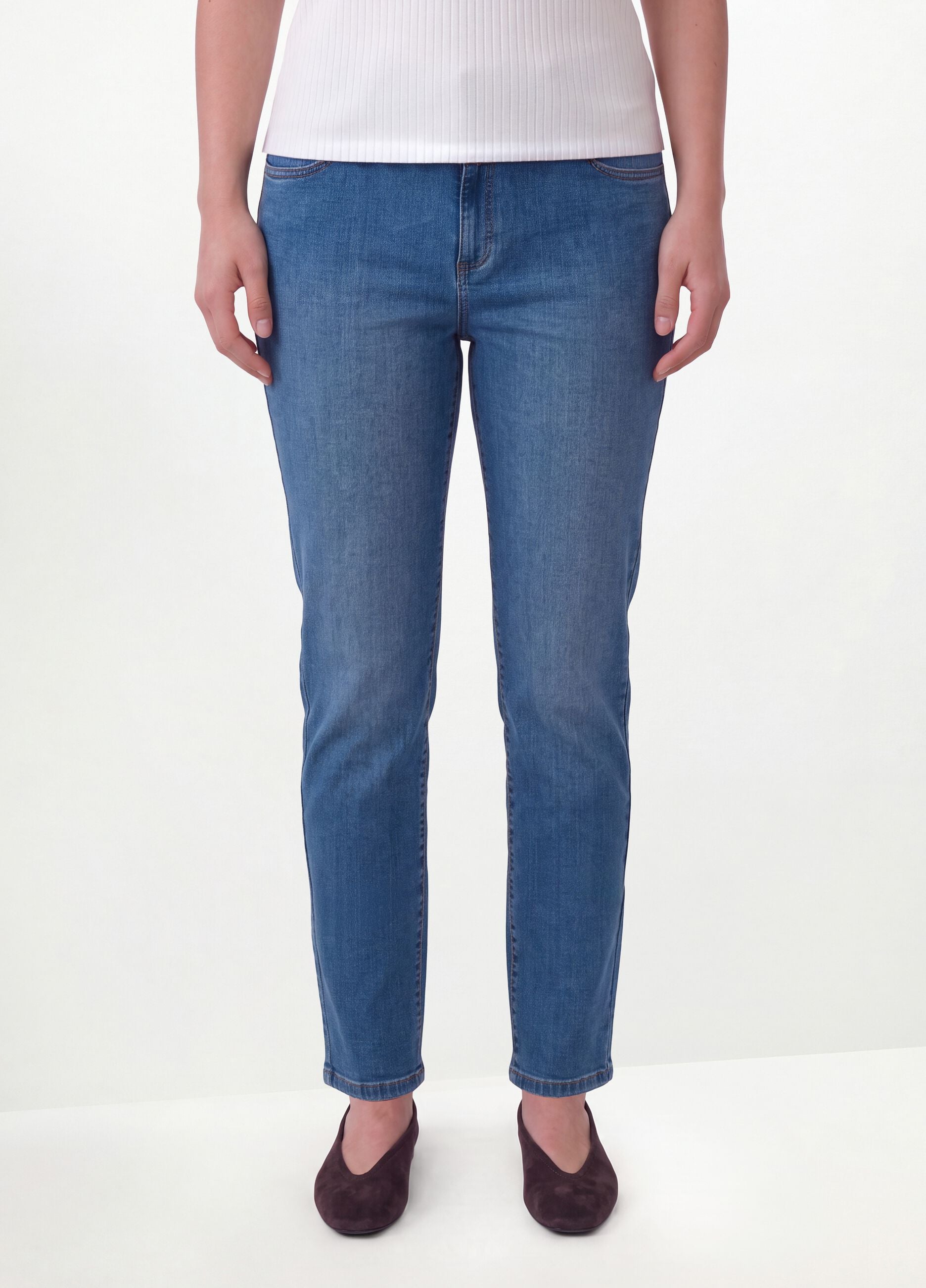 Blue denim slim-fit stretch cotton jeans