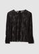 Blusa negra el&aacute;stica con encaje transparente, corte regular_4