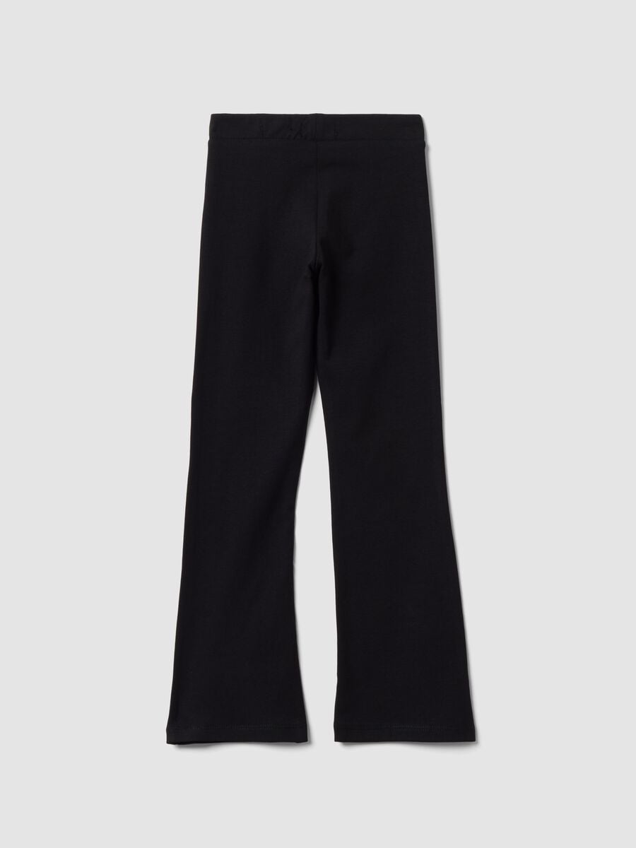 Black flared stretch cotton leggings_1