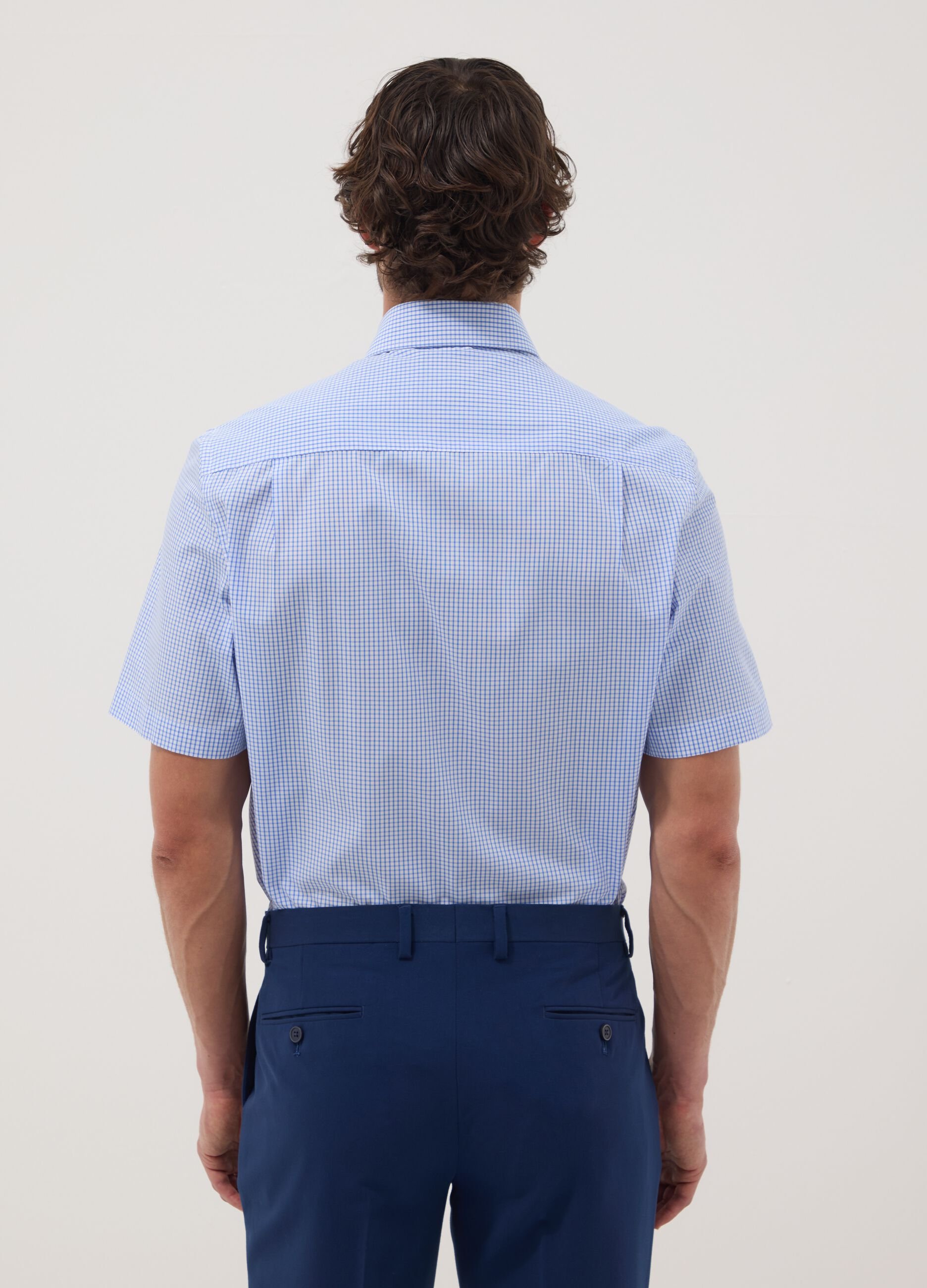 Light blue short-sleeve button-down shirt