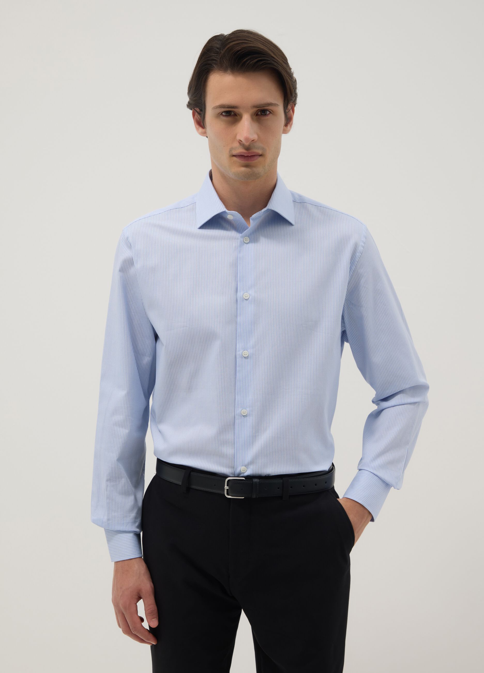 Multicolour striped pure cotton shirt - regular fit