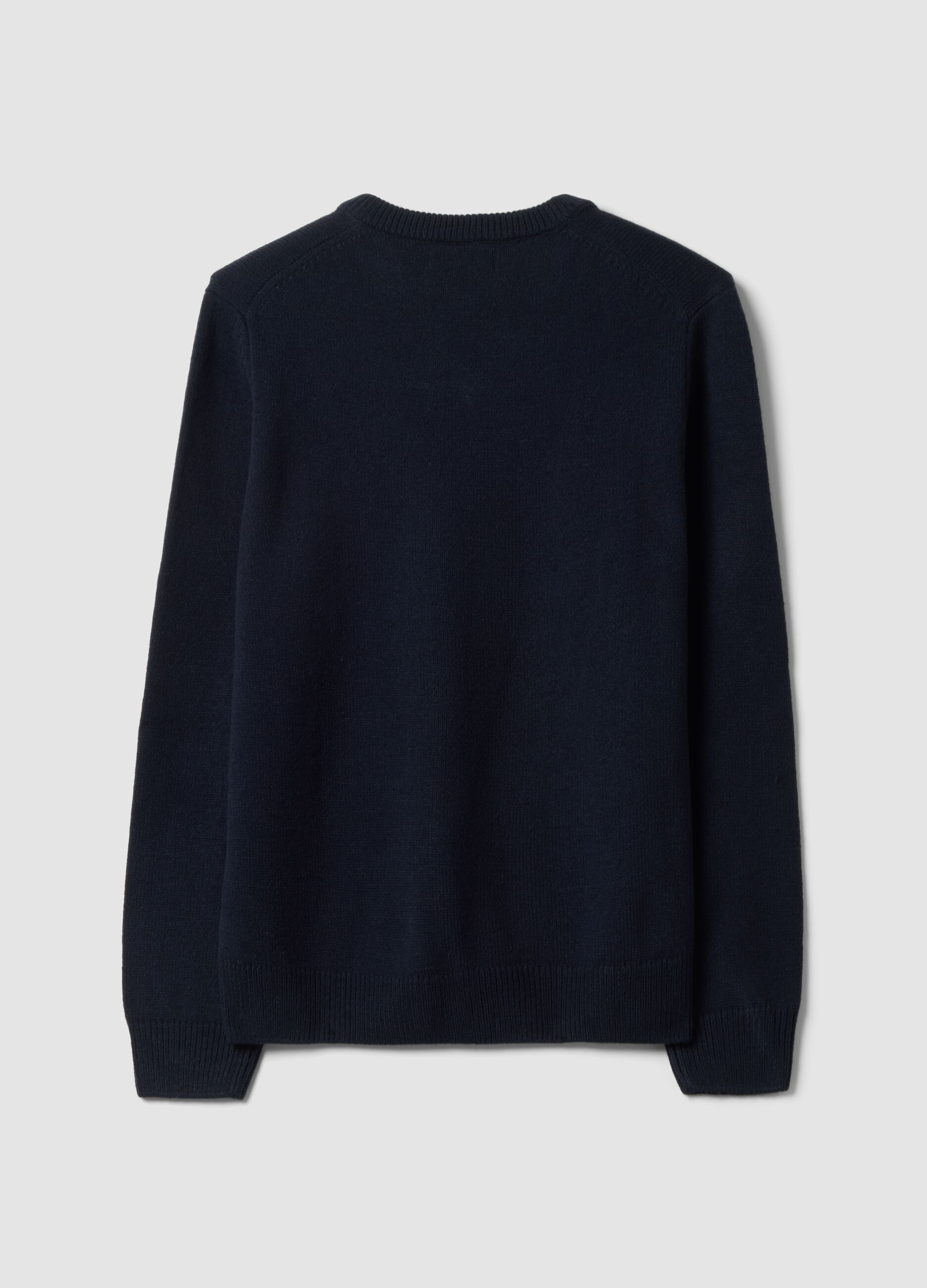 Camisola azul-marinho com decote em V, regular fit