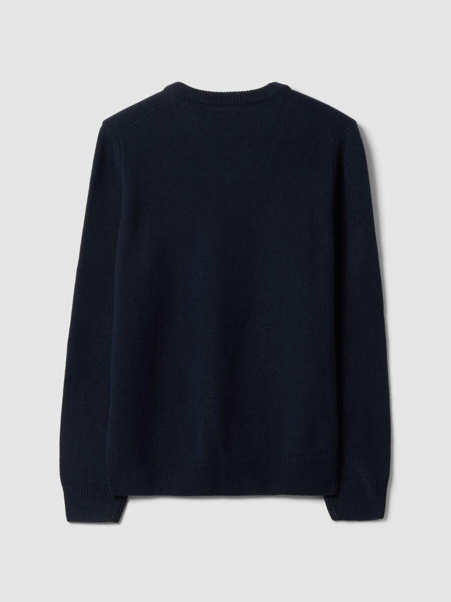 Navyblauer V-Ausschnitt-Pullover in Regular Fit_2