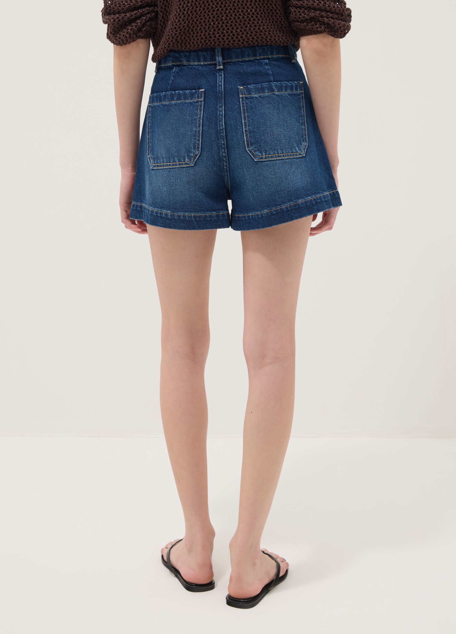 Blue denim Bermuda shorts in pure cotton