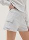 Grey cotton blend cargo shorts for girls relaxed fit_2