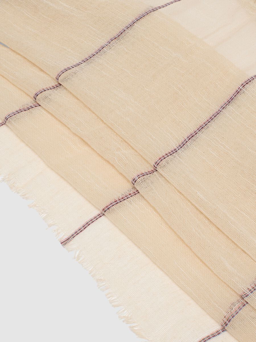 Beige pure cotton mesh scarf_2